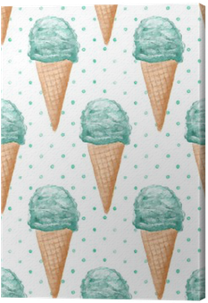 Seamless Watercolor Pattern With Ice Cream Cones Hand - Watercolor Painting (400x400), Png Download