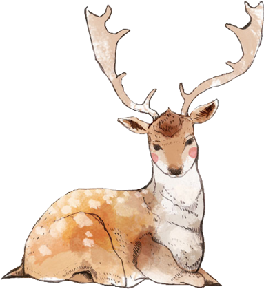 Watercolor Deer Antlers Png Banner Black And White - Transparent Deer (400x428), Png Download