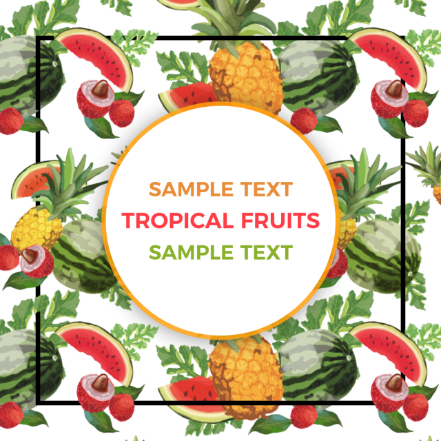 Tropical Watercolor Fruits Background Pattern Badge, - Strawberry (640x640), Png Download