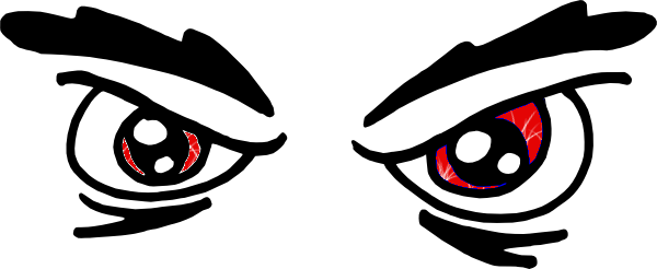 Cartoon Angry Eyes (600x246), Png Download