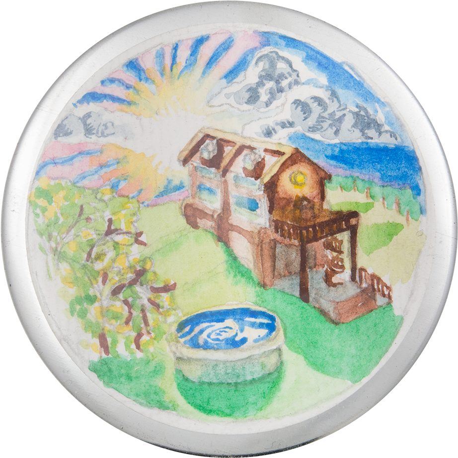 Watercolor Landscape Art Button Museum - Wall Clock (1000x985), Png Download