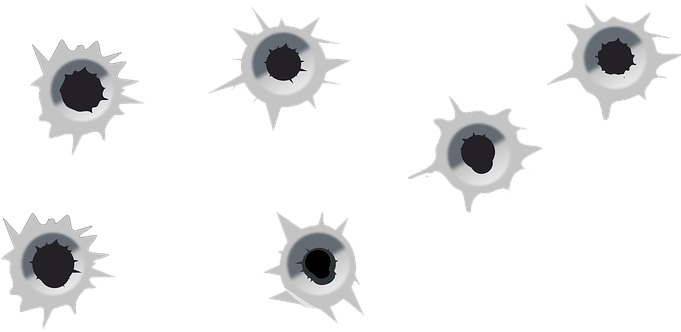 Bullet Holes Target Shooting Gunshot Holes - Transparent Background Bullet Hole Clipart (680x340), Png Download