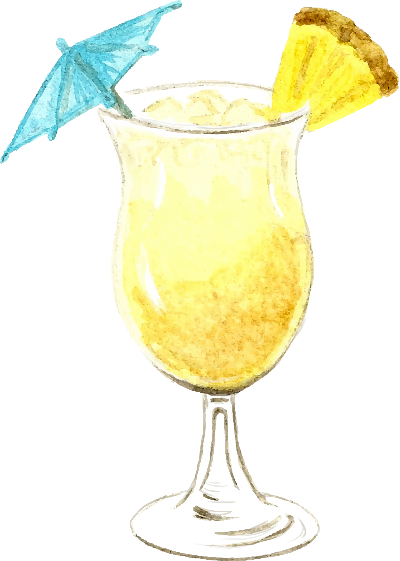 Watercolor Margarita Png - Cocktail (1387x1948), Png Download