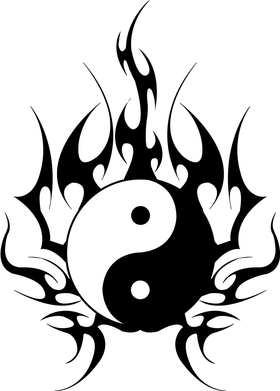 Yinyang Tattoos Clipart Cute - Yin Yang Tattoo Tribal (1024x1361), Png Download