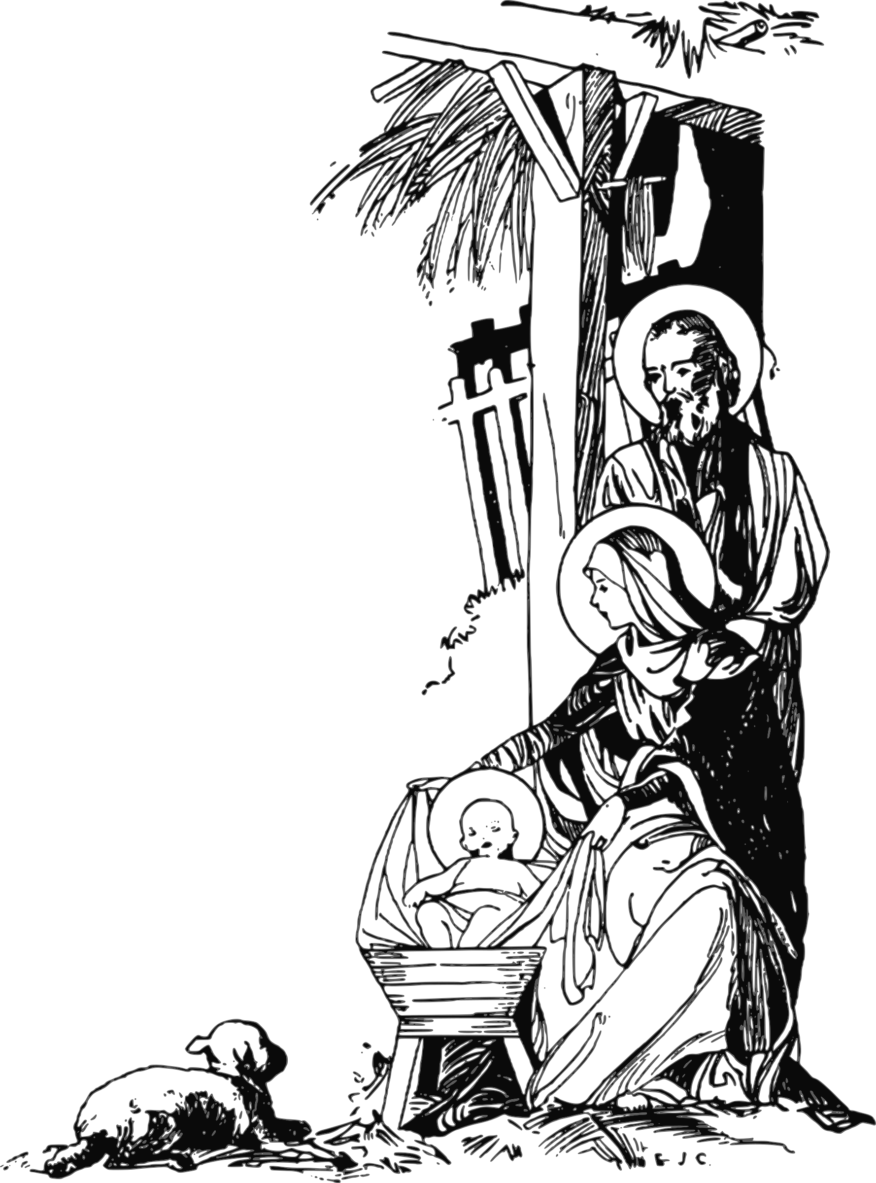 Svg Library Download Is Born Big Image Png - Jesus Born Black & White (1778x2400), Png Download