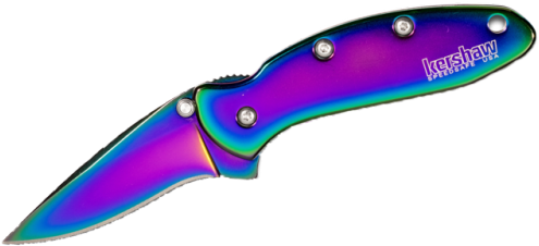 Transparent Knife - Stainless Steel Rainbow (500x269), Png Download