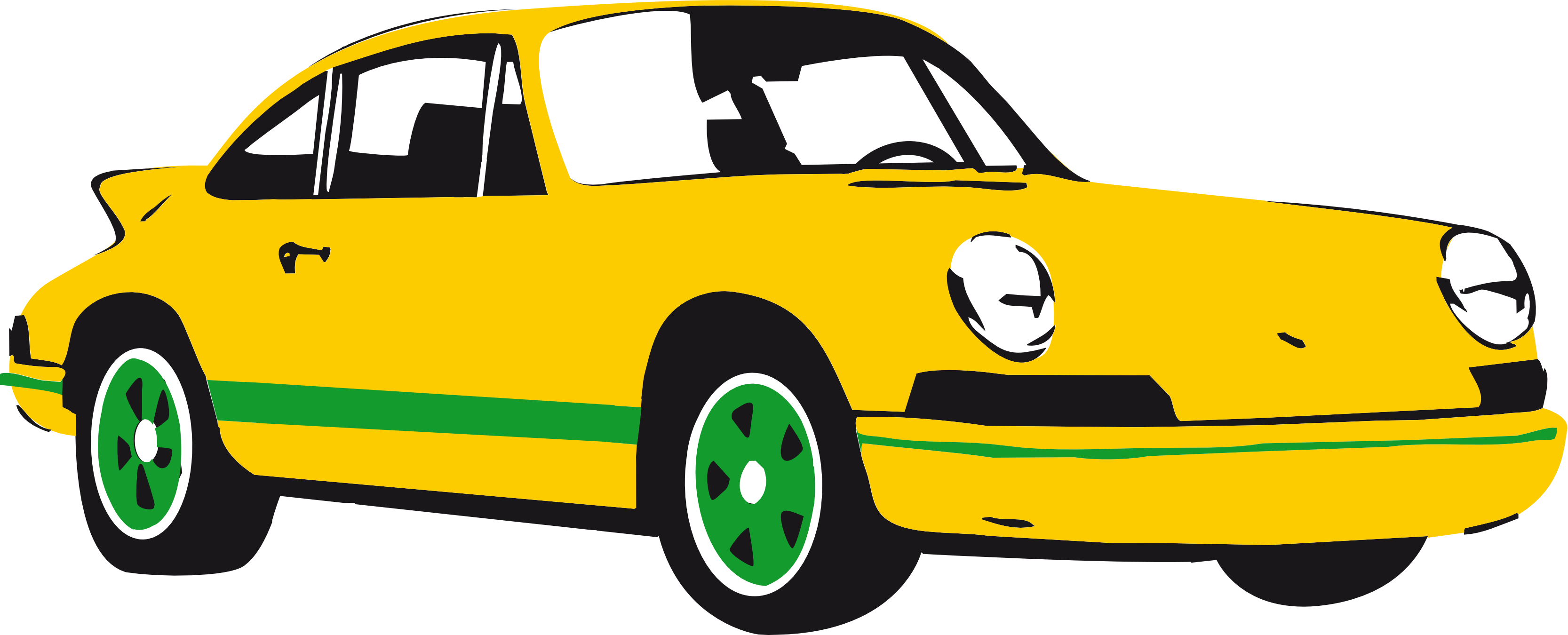 Black Sports Car Clipart - Porsche Clipart (3333x1350), Png Download
