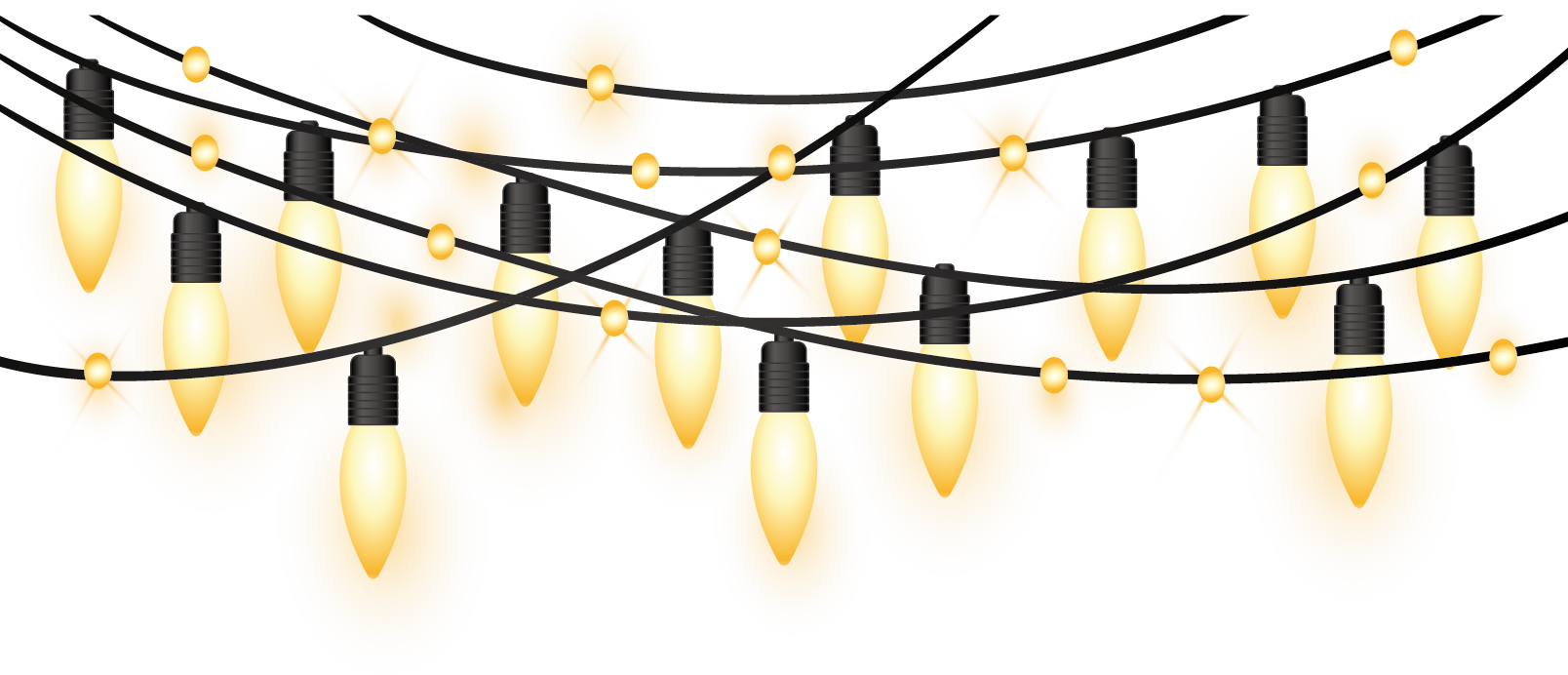 Clip Art Yellow Light - Christmas Lights Png (1608x692), Png Download