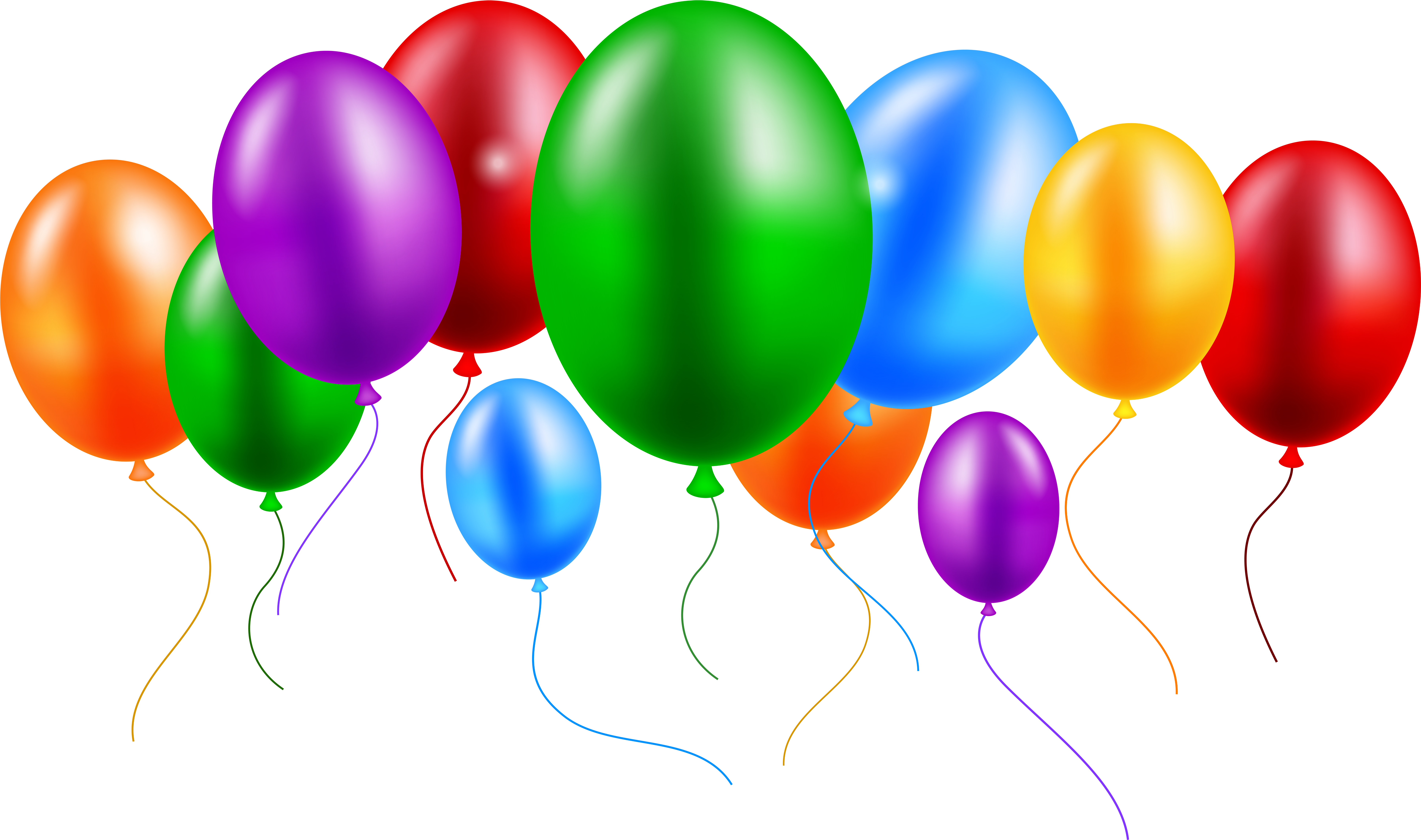Balloons Colorful Png Clip Art - Birthday Images Hd Png (8000x4729), Png Download