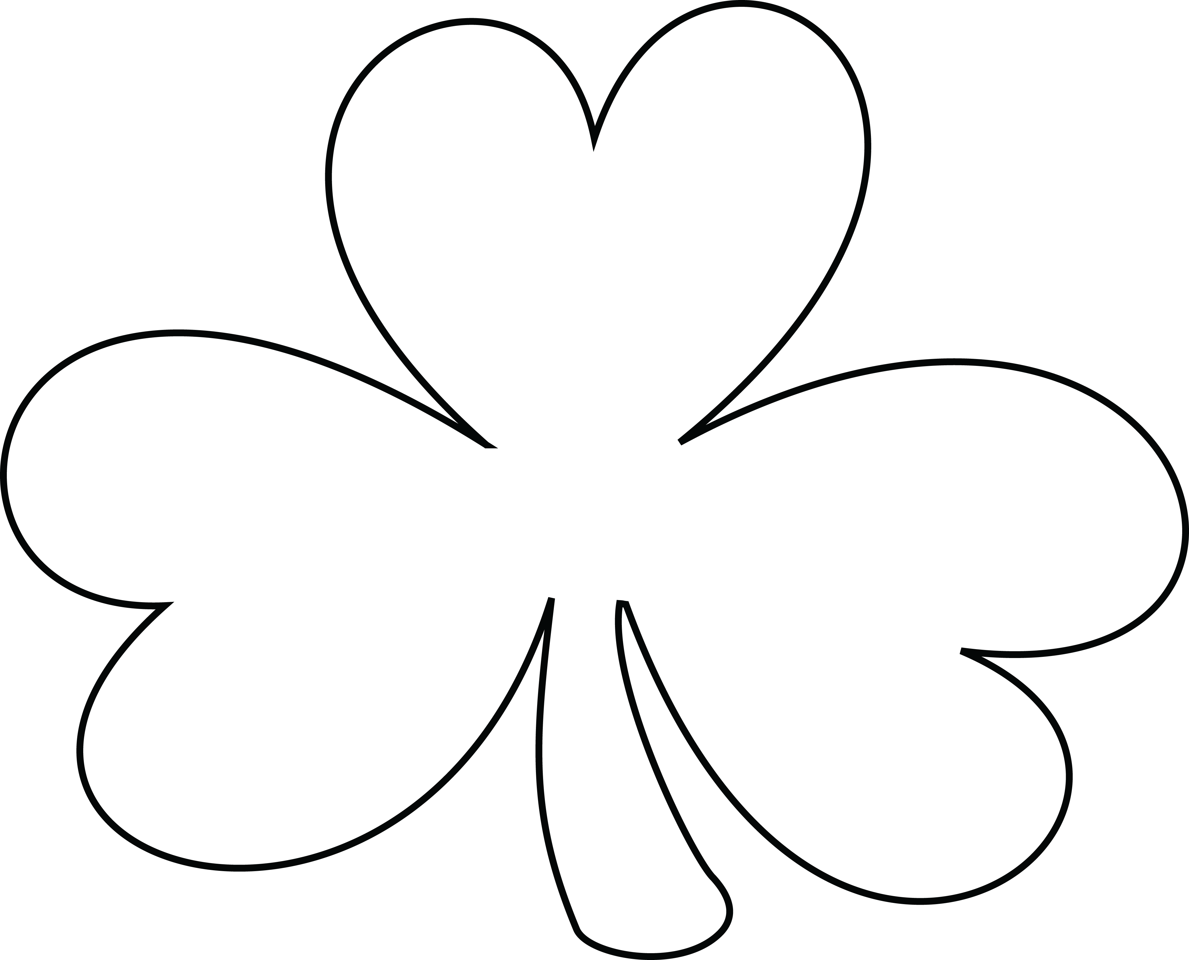 Free Clipart Of A Black And White Lineart Coloring - Clip Art Clover Black And White (4000x3230), Png Download