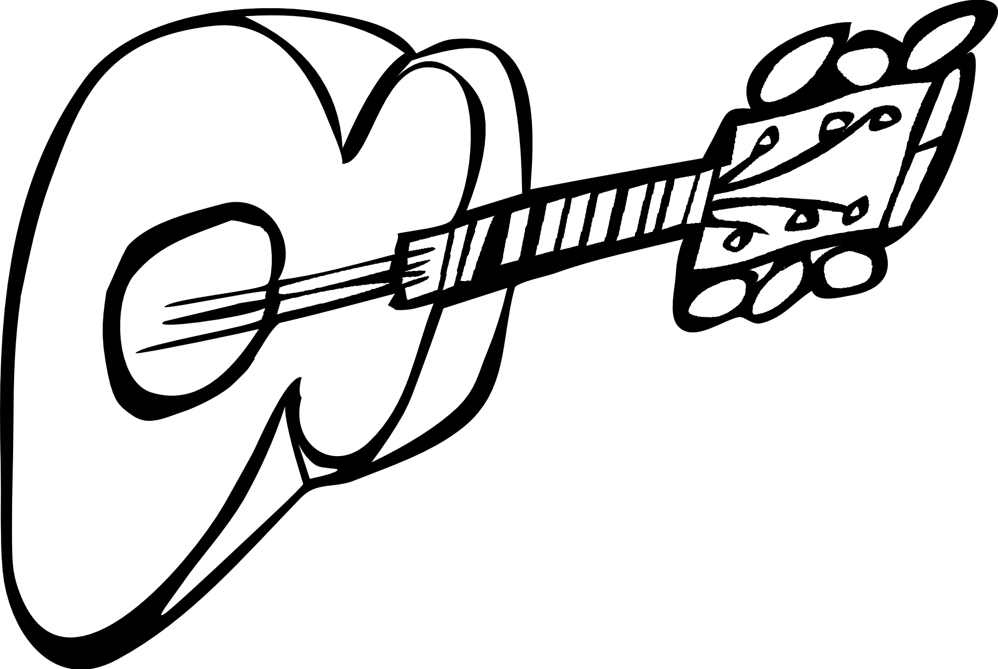 Drawn Guitar Black And White - Guitar Clip Art (1979x1326), Png Download
