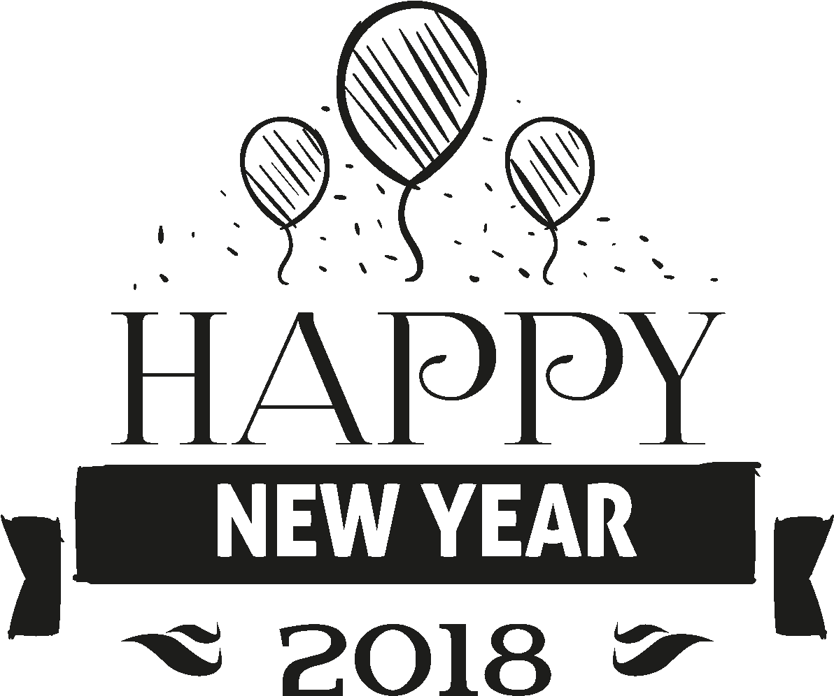 Sticker Happy New Year 2018 Avec Les Ballons Ambiance - Happy New Year 2018 Stickers (1200x1200), Png Download