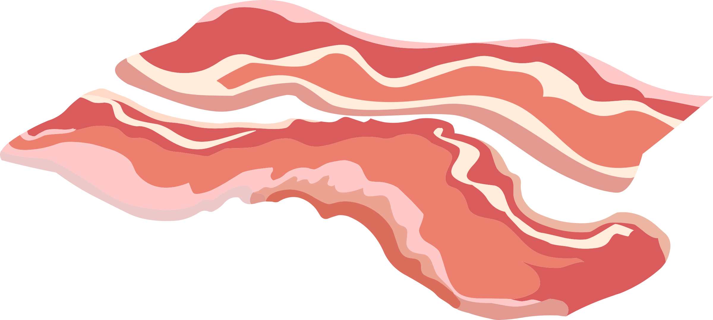 Clipart Food Bacon - Bacon Clipart (2400x1079), Png Download