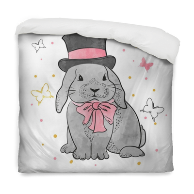 Cute Watercolor Rabbit Boy With Bow And Hat - Illustration (400x400), Png Download