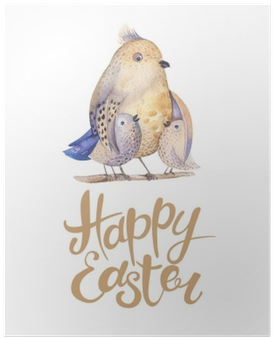 Hand Drawing Easter Watercolor Flying Cartoon Bird - Happy Easter Watercolor (400x400), Png Download