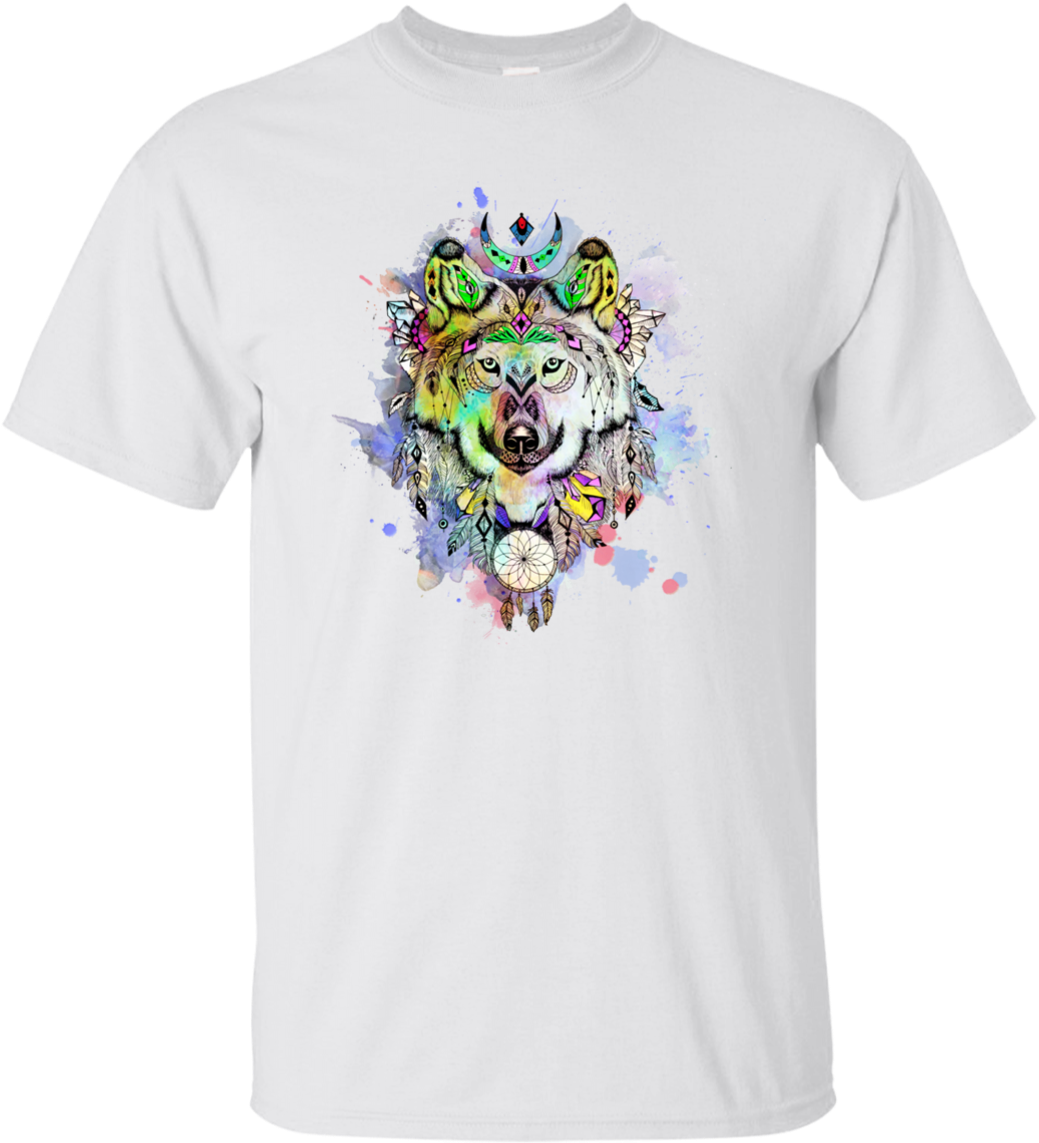 Watercolor Wolf Classic T-shirt - T-shirt (1155x1155), Png Download