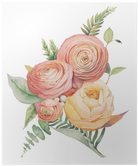 Watercolor Flowers Hand Painted - Ranunculus Botanical Illustration (400x400), Png Download