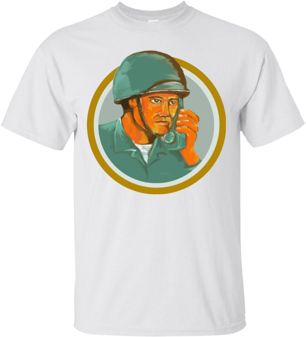 American Soldier Serviceman Calling Radio Watercolor - Baseball Player (1155x1155), Png Download