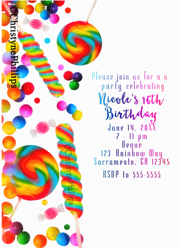 Candyland Sweet 16 Invitations (500x500), Png Download