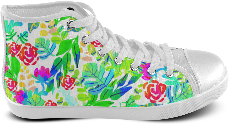 Cute Tropical Watercolor Flowers Women's High Top Canvas - Cafepress Jungle Watercolor Flowers F Full/queen Duvet (1000x1000), Png Download