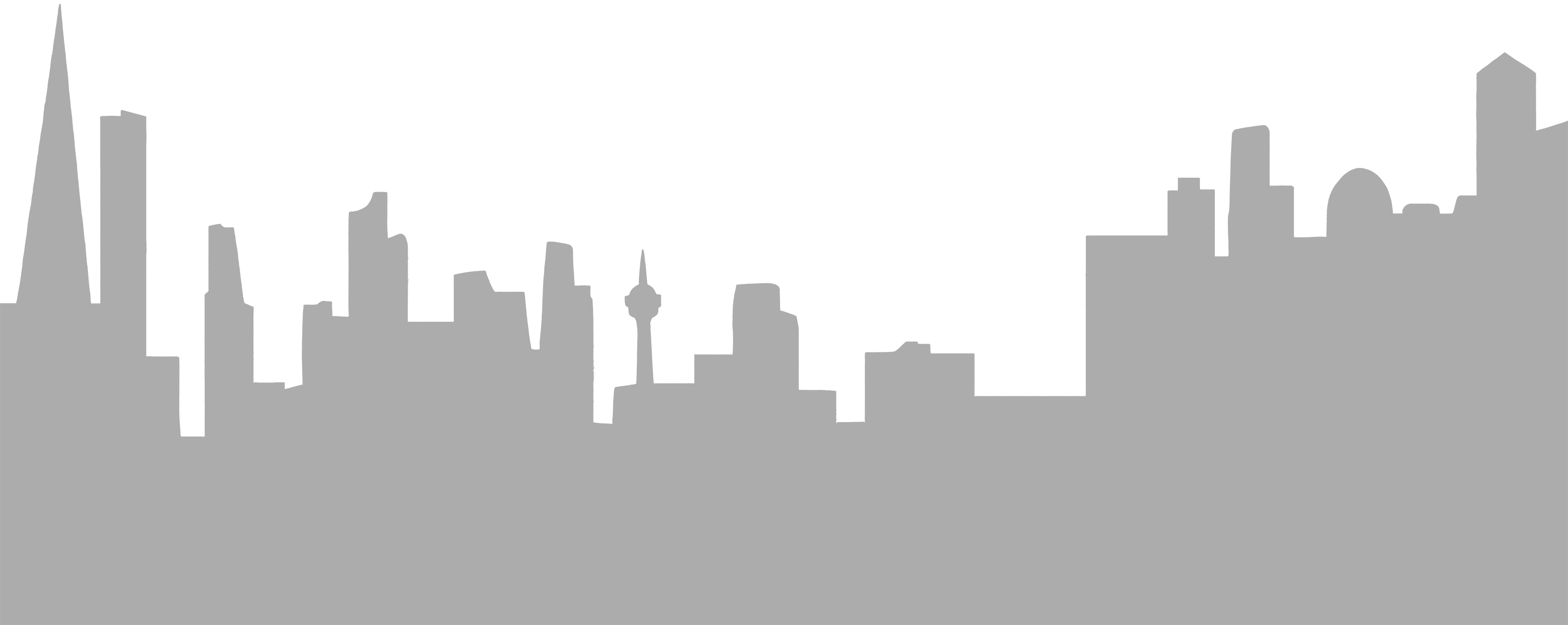 Clouds1 Clouds2 Buildings1 Buildings2 - Silhouette (3600x1435), Png Download
