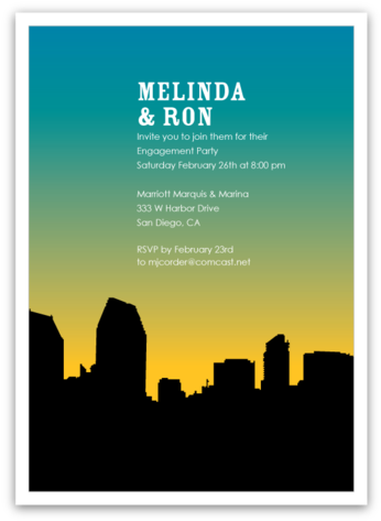 San Diego Skyline Silhouette Party Invitations - San Diego (480x480), Png Download