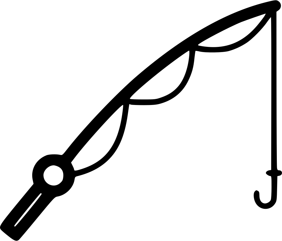 Fishing Pole Vector - Fishing Pole Clipart Black And White (980x838), Png Download
