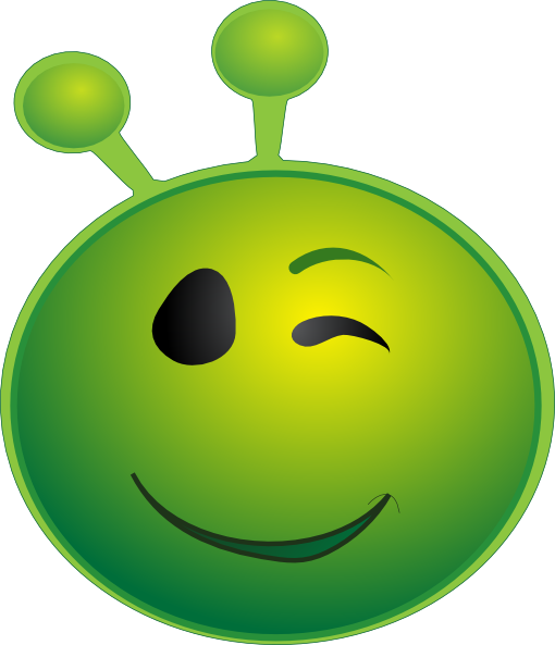 This Free Clipart Png Design Of Green Alien Smiling (510x593), Png Download