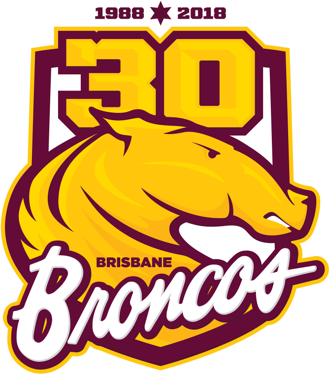 Brisbane Broncos 30 Years Logo - Brisbane Broncos 30 Years (1000x1000), Png Download