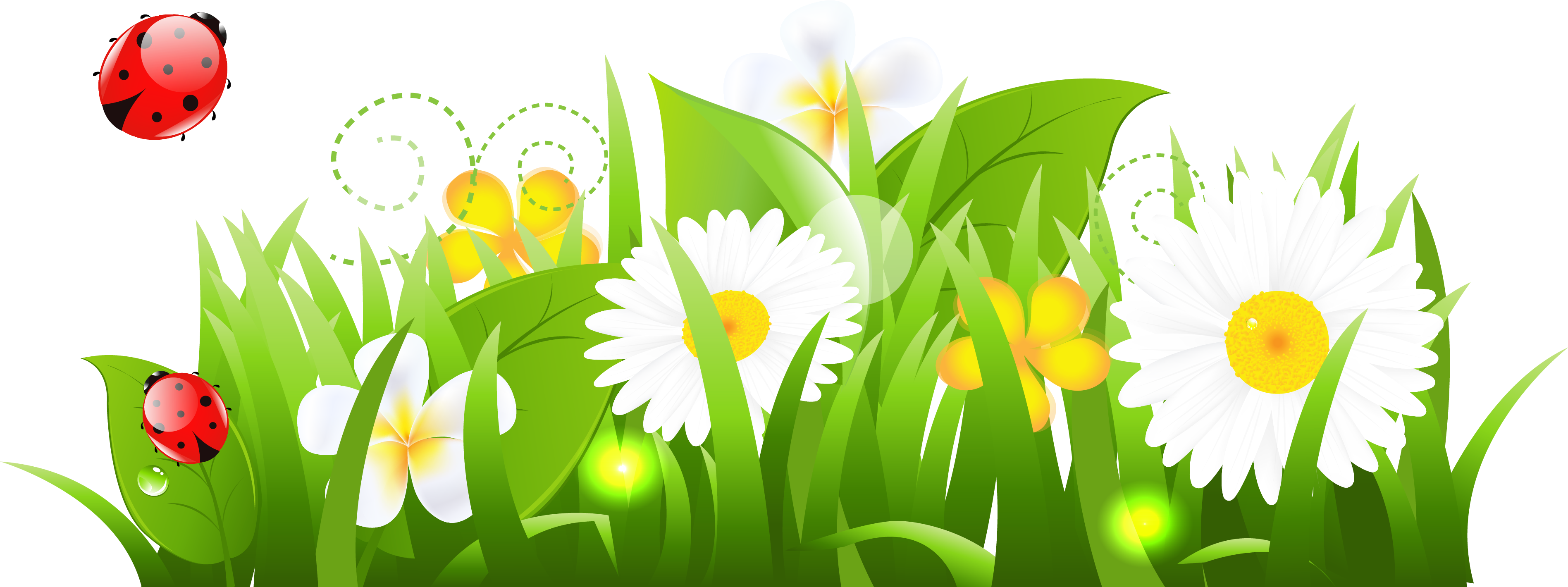 Clipart Freeuse Library And - Grass And Flowers Clipart (3852x1519), Png Download