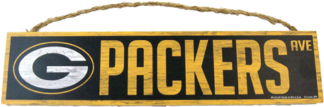 Green Bay Packer Avenue Wood Sign 17"l 6 Pc Min - Dallas Cowboys 4x17 Avenue Wood Sign (500x250), Png Download