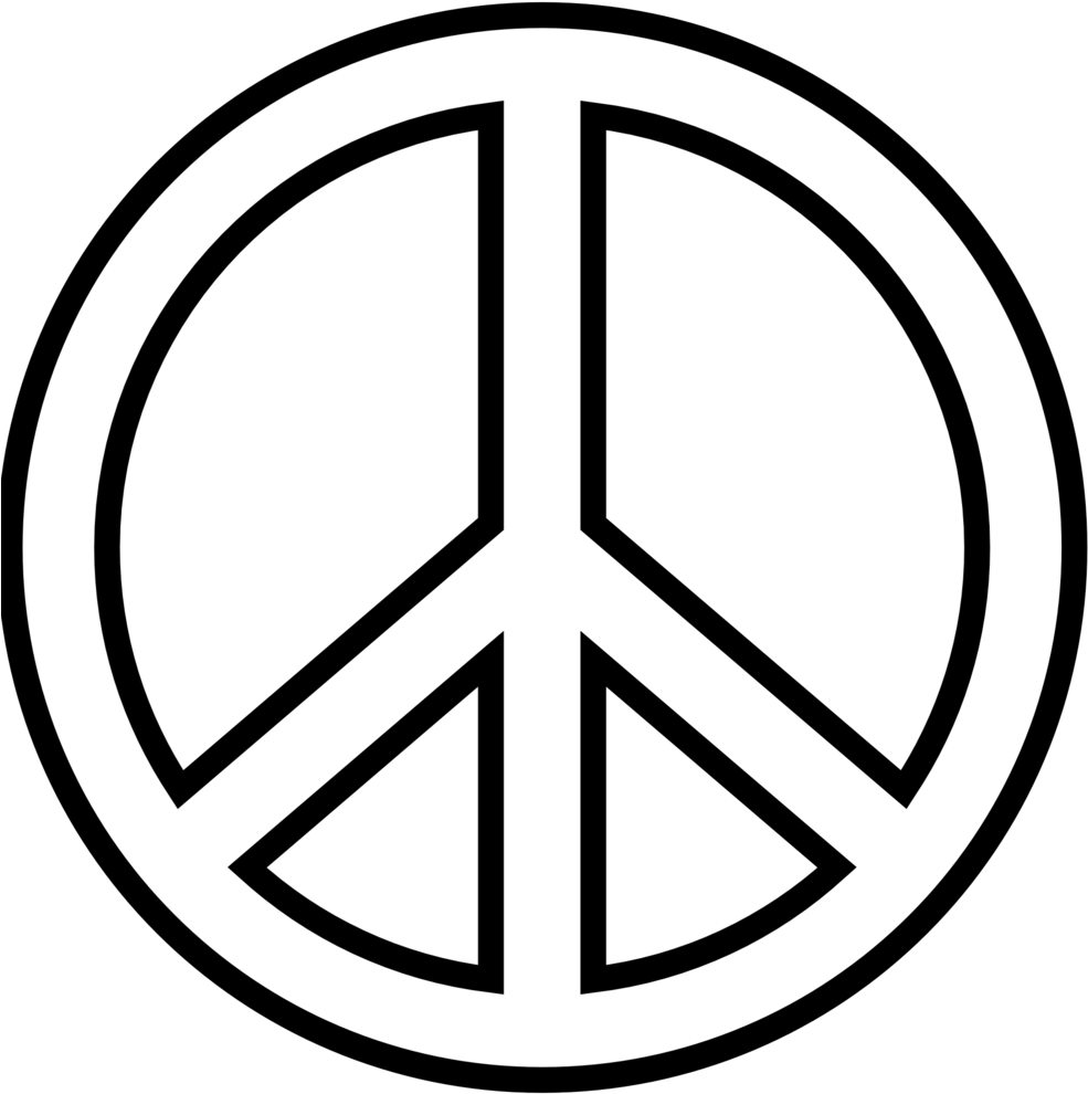 Peace Sign 18 Black White Line Art Christmas Xmas Peace - Draw A Peace Sign (555x550), Png Download