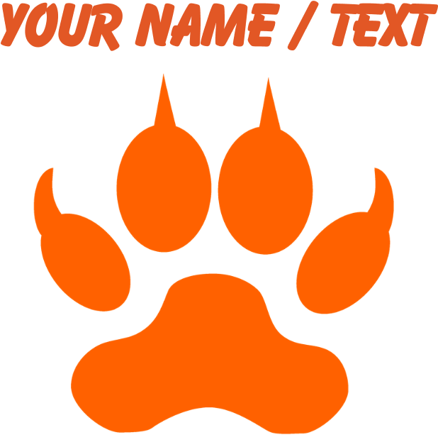 Custom Orange Wolf Paw Print Sports Water Bottle - Orange Transparent Paw Prints (700x700), Png Download