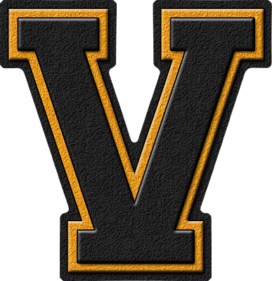 Presentation Alphabets Black Gold Varsity Letter V - Letter V In Purple (387x400), Png Download