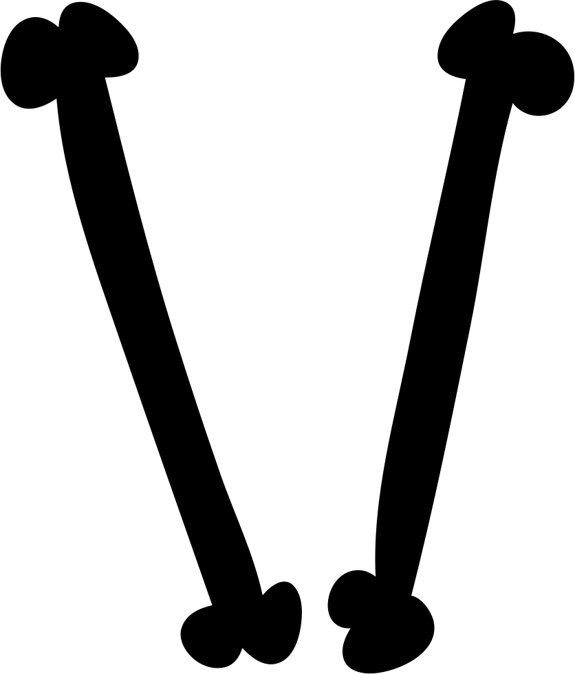 Letter V Of Two Thin Straight Filled Animal Bones Shape - Letra V Con Huesos (836x981), Png Download