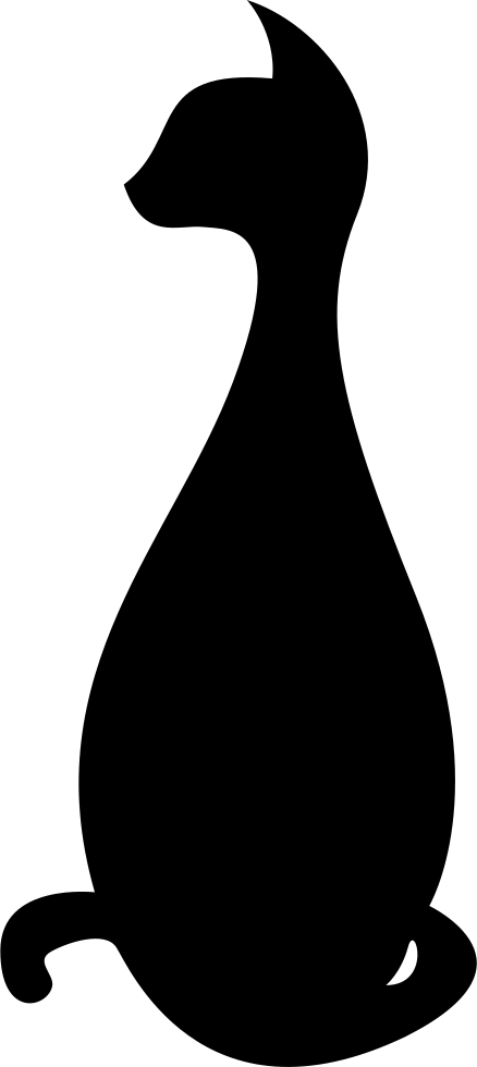 Sitting Black Cat Silhouette - Cat Silhouette Free Icon (438x980), Png Download
