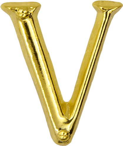 Letter V Pin, Gold - Gold (600x600), Png Download
