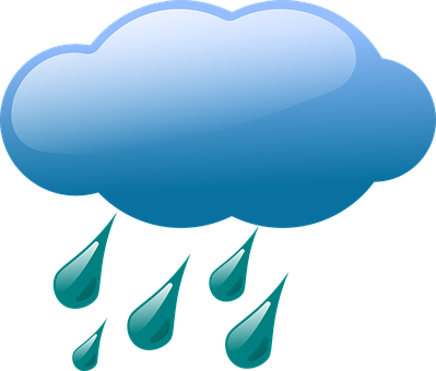 Cloud Weather Rain Rainfall Rainclouds Rai - Clipart Weather Symbols (399x340), Png Download