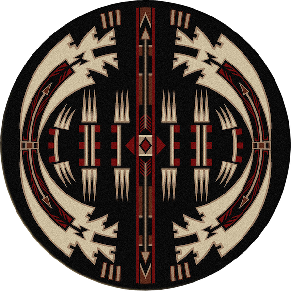 Native Arrow Black Rustic Lodge Rug Round - American Dakota 0015blk-7' 7' Round Voices Horse Thieves (600x600), Png Download