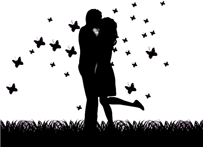 Romance Silhouette Png High Quality Image - Silhouette Couple Kissing (650x488), Png Download