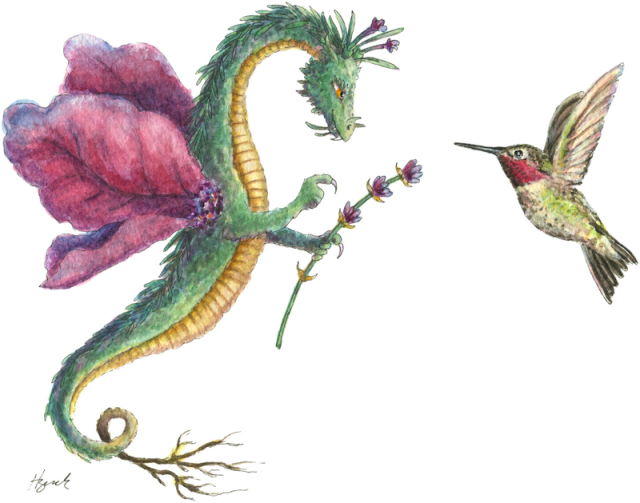 "dragon Art""flower Dragon" A Lavender Dragon Gives - Flower Dragon (640x503), Png Download