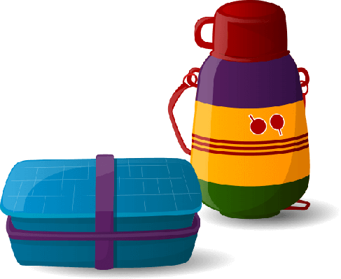 Lunch Box And Water Bottle - School Water Bottle Clipart (487x399), Png Download