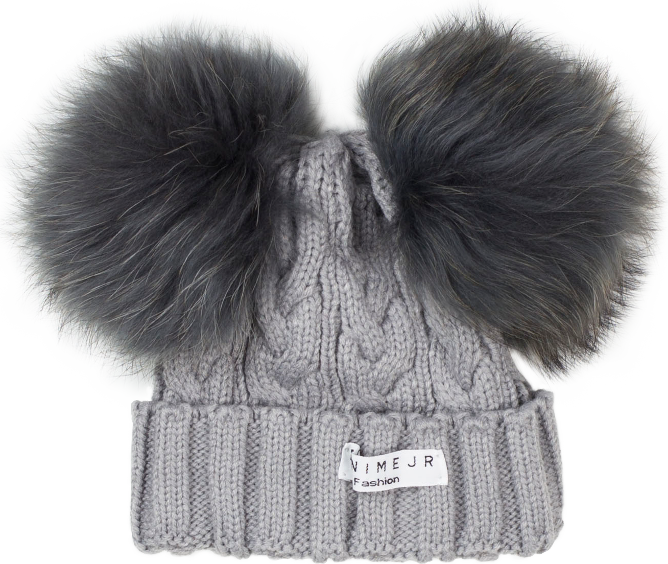 Pompom Beanie Braided - Fur Clothing (1308x1104), Png Download