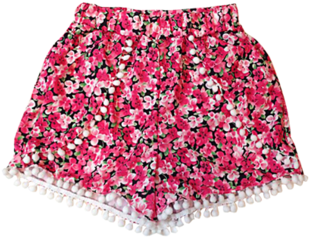 Floral Pom Pom Shorts From P - Tassel Print Beach Casual 2 (318x454), Png Download