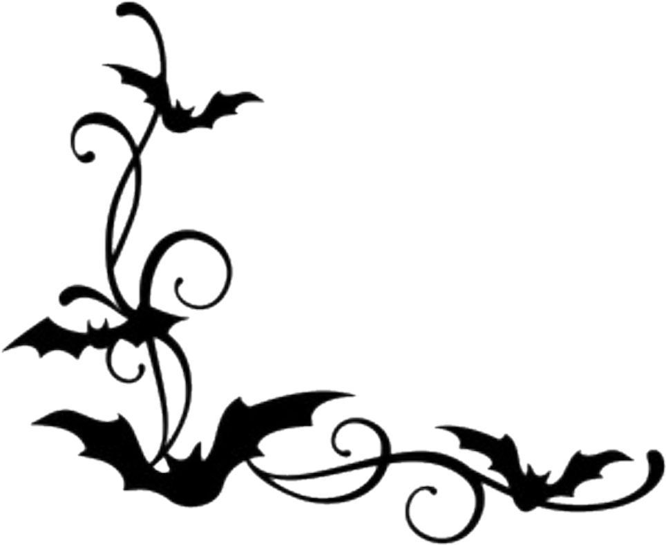 Halloween Bat Corner Border (1024x1077), Png Download