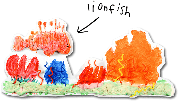 Lionfish In A Coral Reef Illustration - Coral (640x424), Png Download