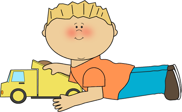 Boy Playing With Dump Truck - Clip Art Boy Playing (600x371), Png Download