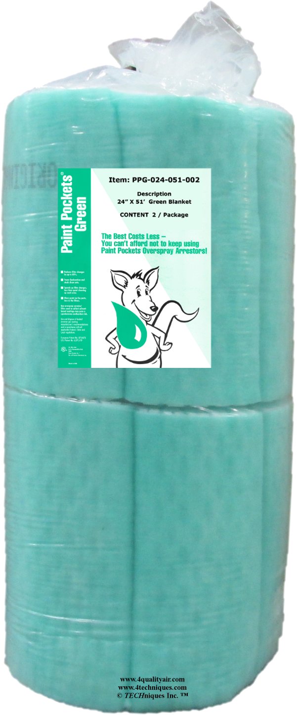 24" X 51' Paint Pockets Green Overspray Arrestor - Drink (1752x1533), Png Download