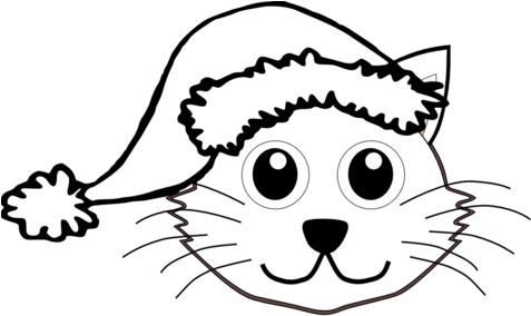 Vector Graphics Art Scalable Svg Clip Coloring Book - Christmas Cat Black And White (477x284), Png Download