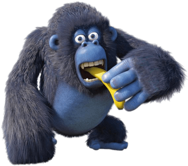Miguel The Gorilla Eating Banana - Gorilla Eating A Banana (400x400), Png Download